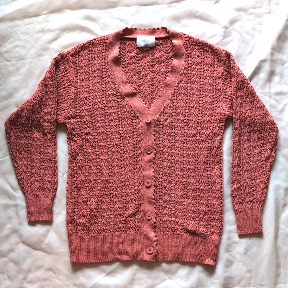 Wilfred Aritzia Blush Pink Knit Cardigan Oversize XXS XS